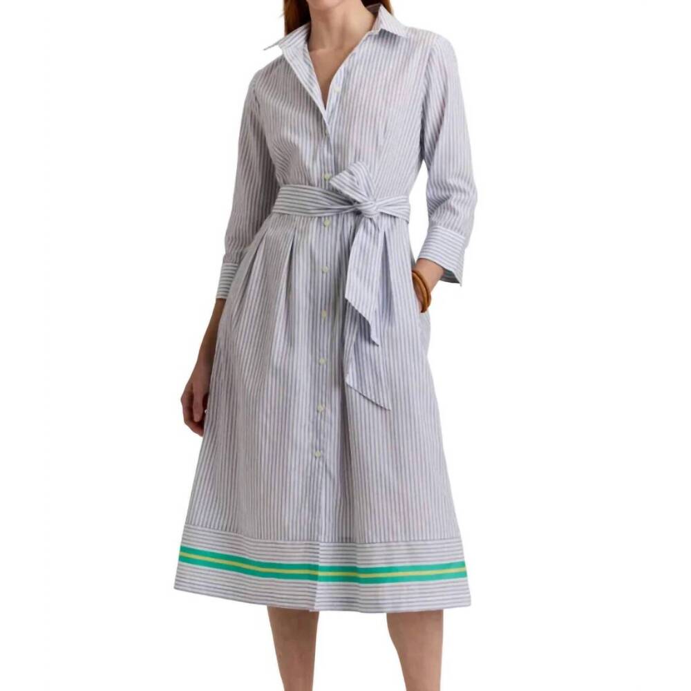 NEW HINSON WU robin 3/4 sleeve dress in contrast stripe